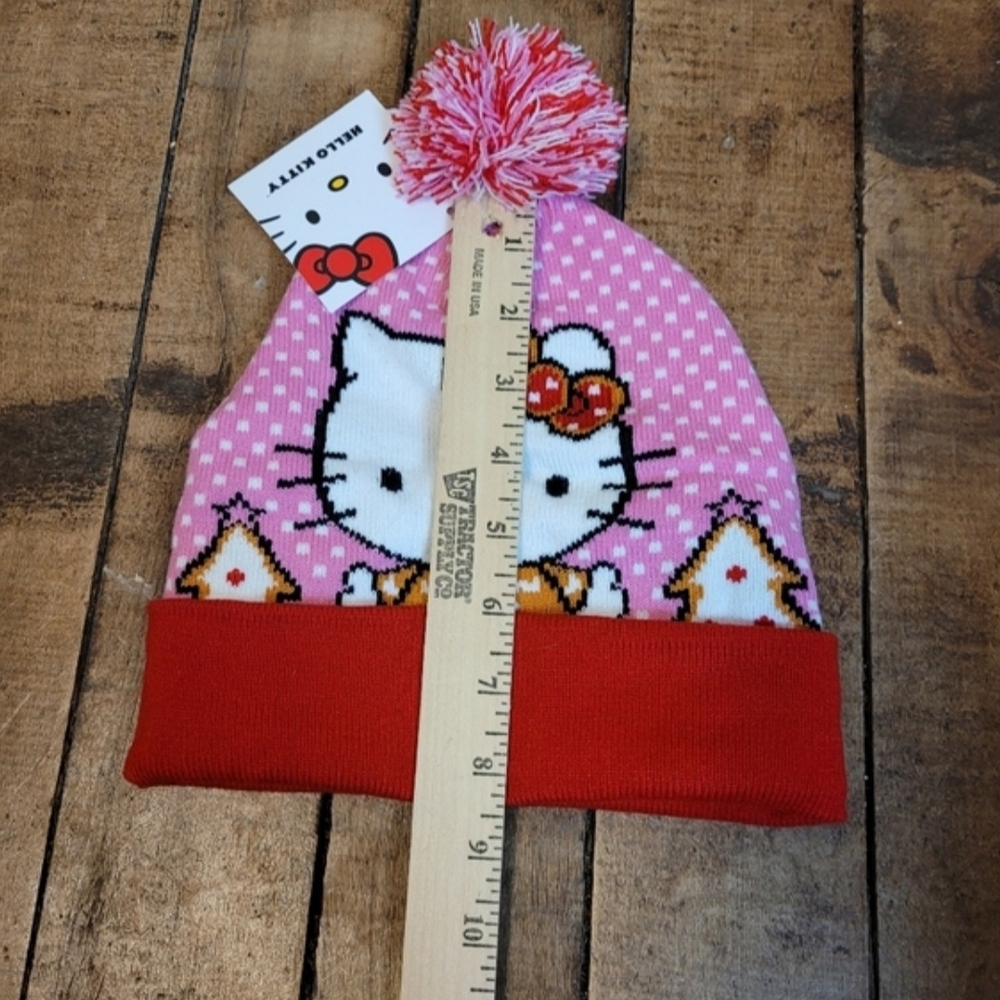 Hello Kitty Pink and Red Holiday Knit Beanie/ Hat - Picture 7 of 8